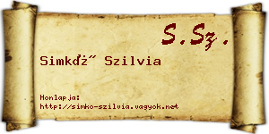 Simkó Szilvia névjegykártya